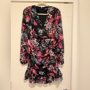 Express Floral Long Sleeve Dress - Pink, Blue, Black